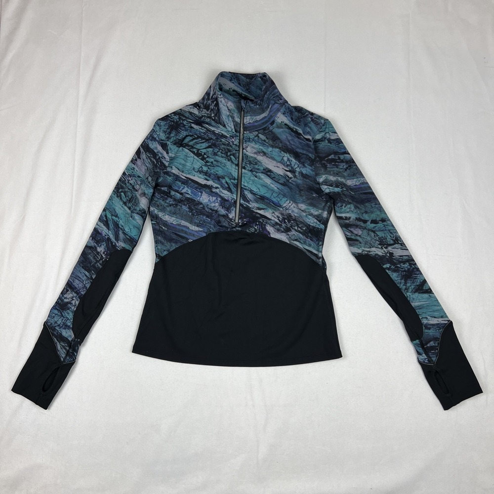 Lululemon Pullover Women's Size 6 New Route 1/2 Zip Black / Frozen Island Multi